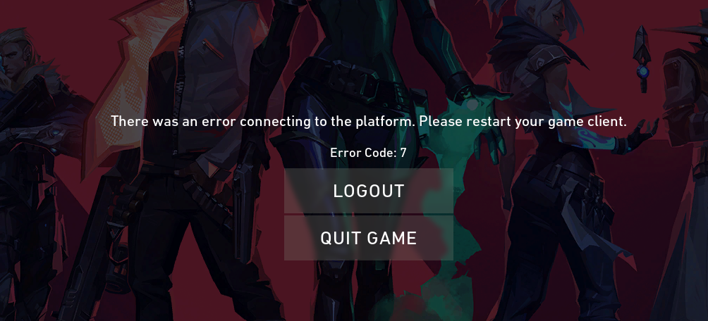 Error Code 7 - There was an error connecting to the platform.